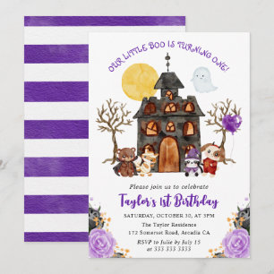 Invitación Truco o trato de Halloween acuarela cumpleaños 1