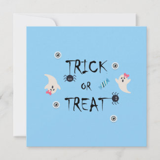 INVITACIÓN TRUCO O TRATO DE HALLOWEEN ADORABLE | FANTASMA AZU
