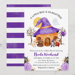 Invitación Truco o trato de Halloween para baby shower con ac