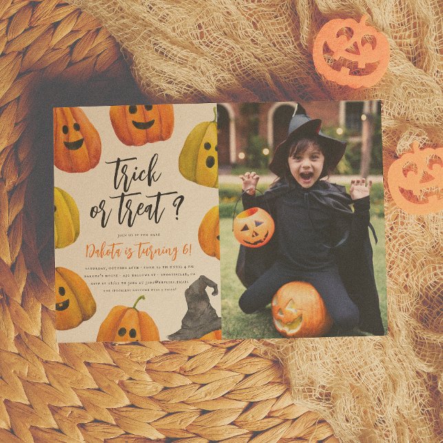 Invitación Truco o trato de la calabaza de Halloween Foto Cum (Subido por el creador)