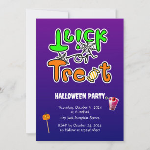 Invitación Truco o trato de la fiesta de Halloween