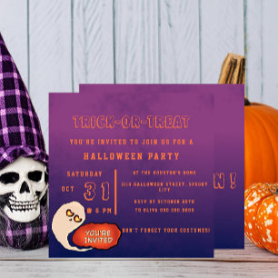 Invitación Truco o trato divertido Halloween