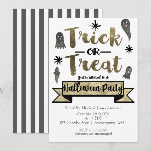 Invitación Truco o trato Fantasma Chic Fiesta moderna de Hall