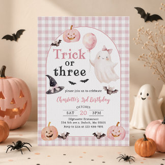 Invitación Truco o trato fantasma de Halloween cumpleaños 3