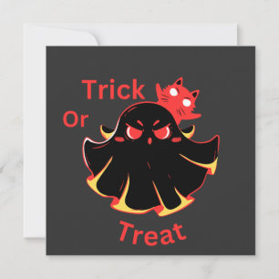 Invitación Truco o trato fantasma de Halloween lindo y gato n