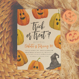 Invitación Truco o Trato Fiesta de Cumpleaños de Calabaza de 