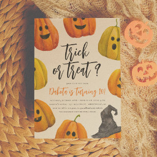 Invitación Truco o Trato Fiesta de Cumpleaños de Calabaza de