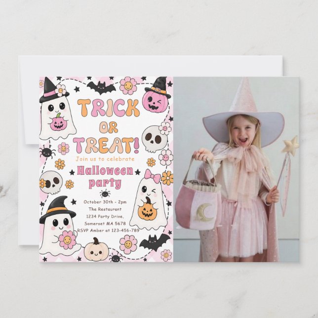INVITACIÓN TRUCO O TRATO HALLOWEEN LINDO (Anverso)