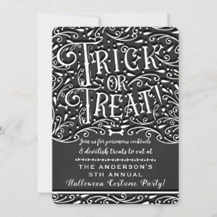 Invitación Truco o trato Vintage Tiza Fiesta de Halloween