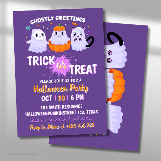 Invitación Truco o trato Y Vamos a Tener un Halloween Lindo y