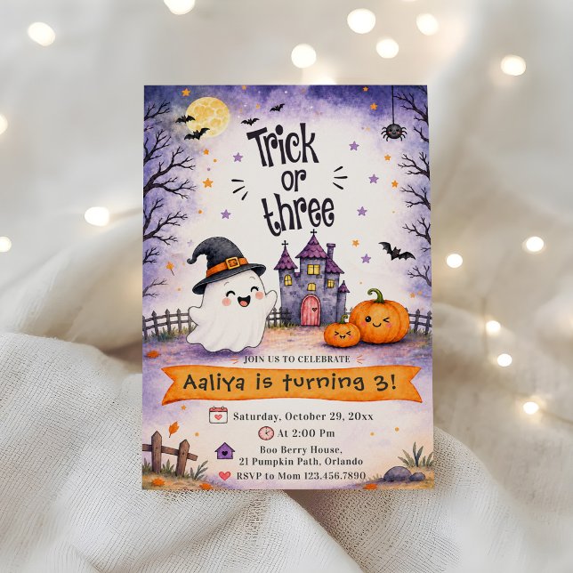 Invitación Truco o Tres Cumpleaños 3 Halloween (Subido por el creador)