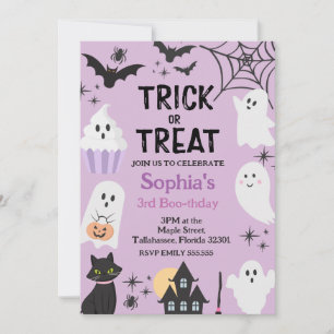 Invitación Truco O Tres Fantasma De Halloween Tercer Fiesta D