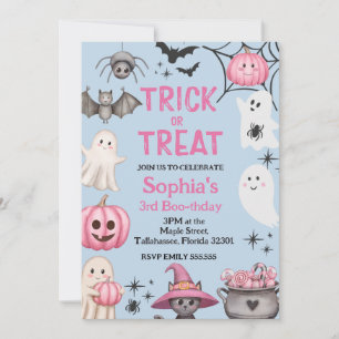 Invitación Truco O Tres Fantasma De Halloween Tercer Fiesta D