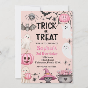 Invitación Truco O Tres Fantasma De Halloween Tercer Fiesta D