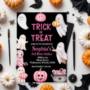 Invitación Truco O Tres Fantasma De Halloween Tercer Fiesta D