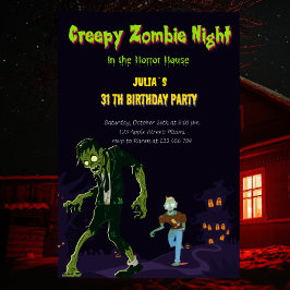 Invitación Truco Personalizado Zombie O Fiesta de Cumpleaños