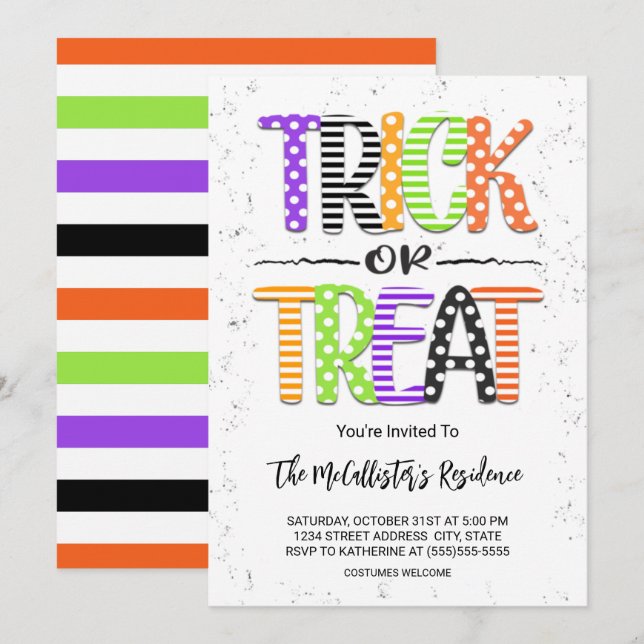 Invitación Truco suave o trato a Fiesta de disfraces de Hallo (Anverso / Reverso)