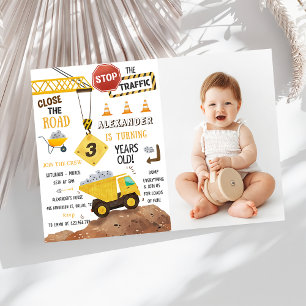 Invitación Trucos de construcción Tema 3er cumpleaños Fiesta