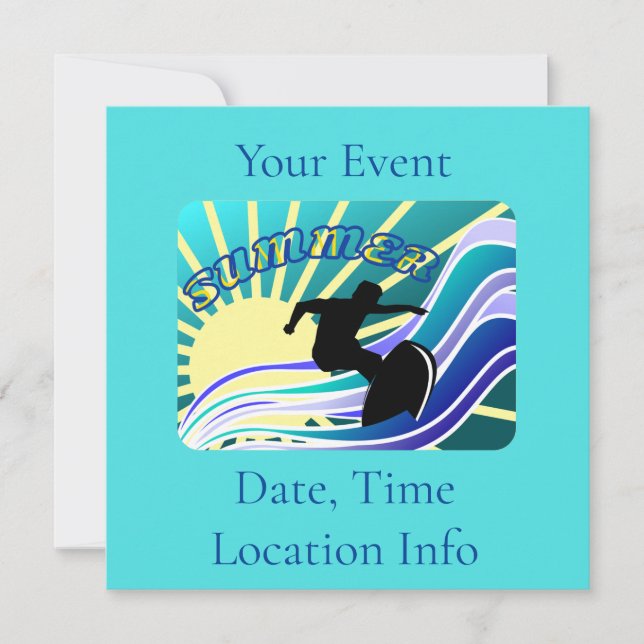 Invitación Trueno divertido de surf de verano (Anverso)