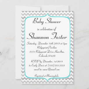 Invitación Trullo elegante y Chevron gris Baby Shower