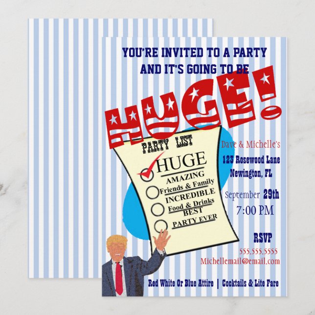 Invitación Trump celebra a tu enorme Fiesta (Anverso / Reverso)