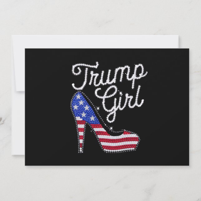 Invitación Trump Chica de alto talón Bandera Americana Bling  (Anverso)