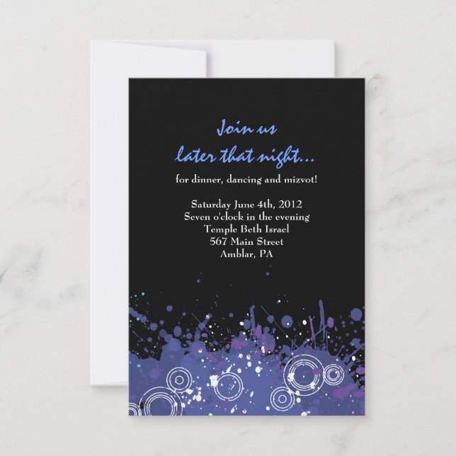 Invitación Trumpet & Piano Musical Bar Bat Mitzvah Fiesta Car (Anverso)