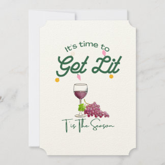 Invitación T's the Season Navidades Fiesta de vino recibe luz