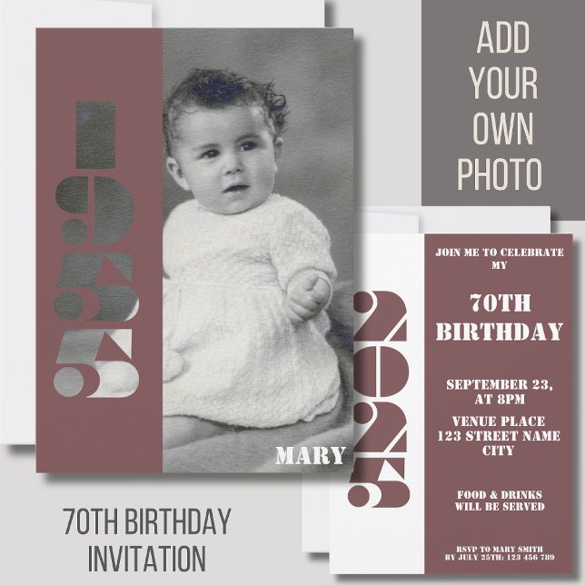 Invitación Tu año de la foto anterior 1955 70º cumpleaños Inv (Subido por el creador)