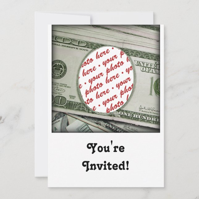 Invitación ¡Tu cara con la cuenta de $100! Añadir una foto (Anverso)