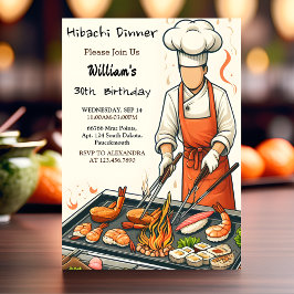 Invitación Tu chef Bbq Sushi Japonés Hibachi cumpleaños 40