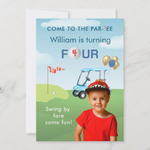 Invitación Tu foto carrito de golf de niño Fiesta de cumpleañ