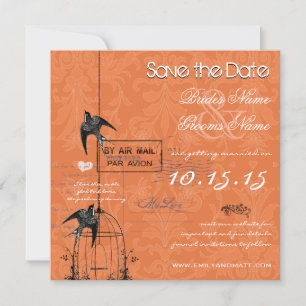 Invitación Tu foto Damask Bird Cage Wedding Save the Date