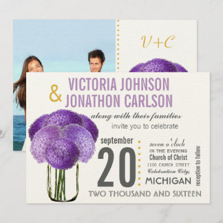 Invitación Tu foto de atrás de Hydrangea en un Mason Jar