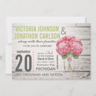 Invitación Tu foto de atrás Hydrangea en Mason Jar