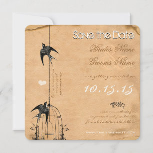 Invitación Tu Foto Jaula de Pájaro de Damasco Boda Save the D