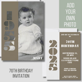 Invitación Tu vieja foto nacida en 1955 70º cumpleaños Invita