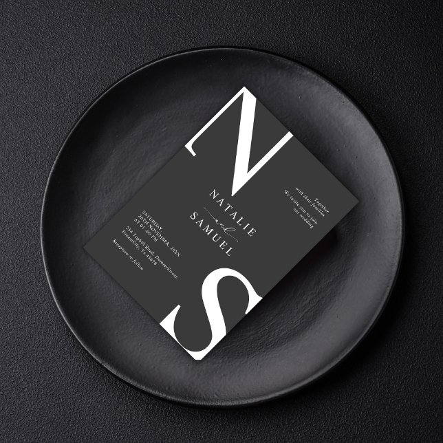 Invitación Tuatara Minimalista y elegante negrita Boda inicia (Subido por el creador)