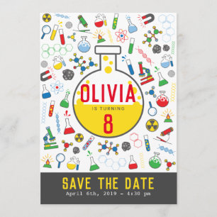 Invitación Tubo de ensayo de ciencia neutro en cuanto al géne