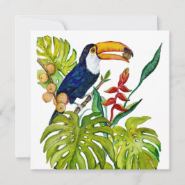 Invitación Tucán Colorido Acuarela Ave Tropical