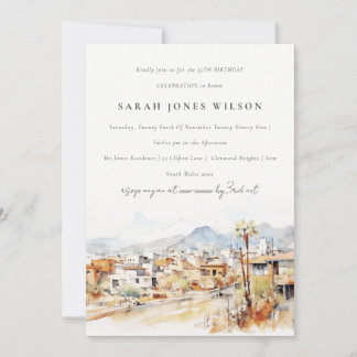 Invitación Tucson, Arizona Watercolor Landscape Birthday