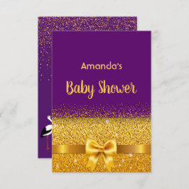 Invitación Tuerca de arco de oro morado de Baby Shower