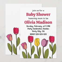 Invitación Tulip Colorful Floral Tulip Baby Shower