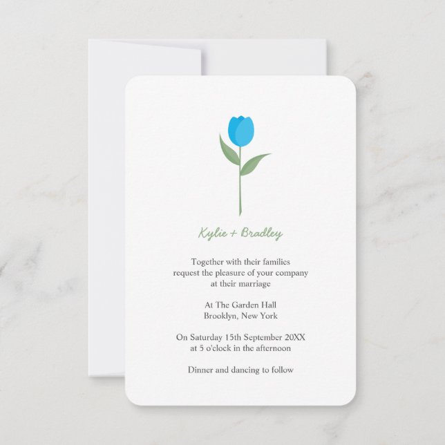 Invitación Tulip Minimalista azul (Reverso)