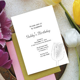 Invitación Tulip Sketch Spring Birday Party
