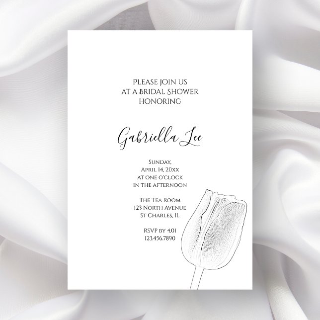 Invitación Tulip Sketch Spring Bridal Shower (Subido por el creador)