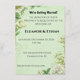 Invitación Tulipán Amarillo Vibrante y Ranunculus Boda Formal