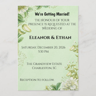 Invitación Tulipán Amarillo Vibrante y Ranunculus Boda Formal