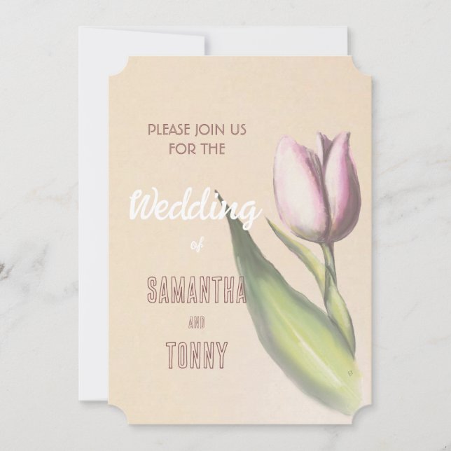 Invitación Tulipán amarillo y rosa elegante | Boda romántico  (Anverso)