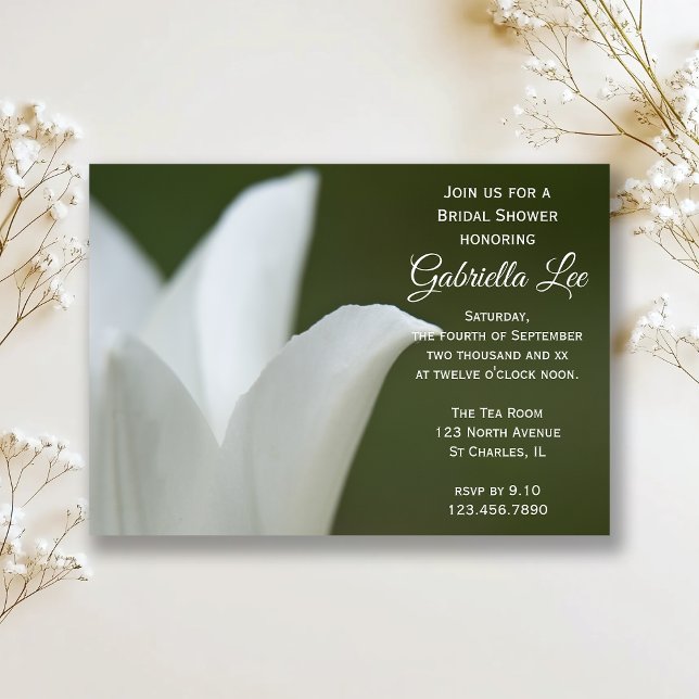 Invitación Tulipán blanco en ducha de novia de primavera verd (Subido por el creador)